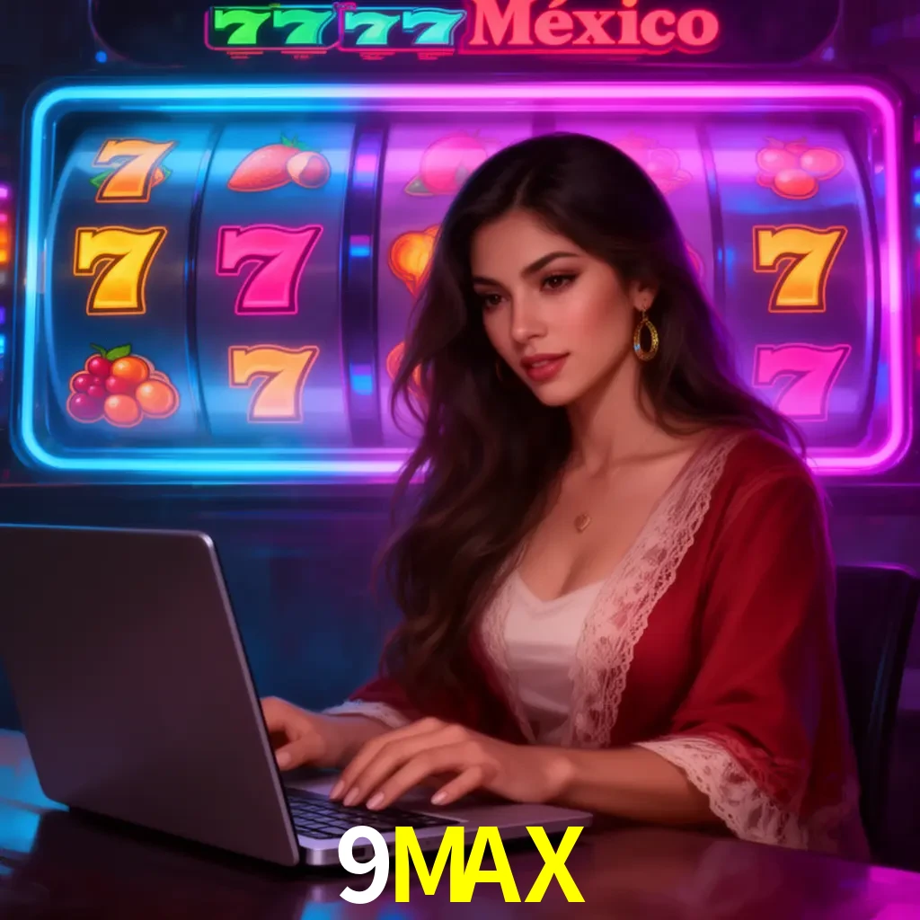 9MAX Slots - tragamonedas, RTP y control Tragamonedas 9MAX con símbolos, saldo móvil y reglas de apuesta visibles